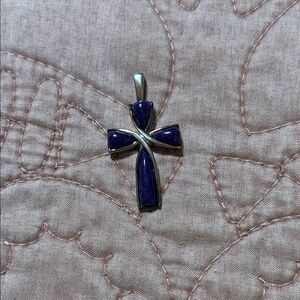 Vintage CCO Coleman Sterling Silver and Charoite Cross Pendant